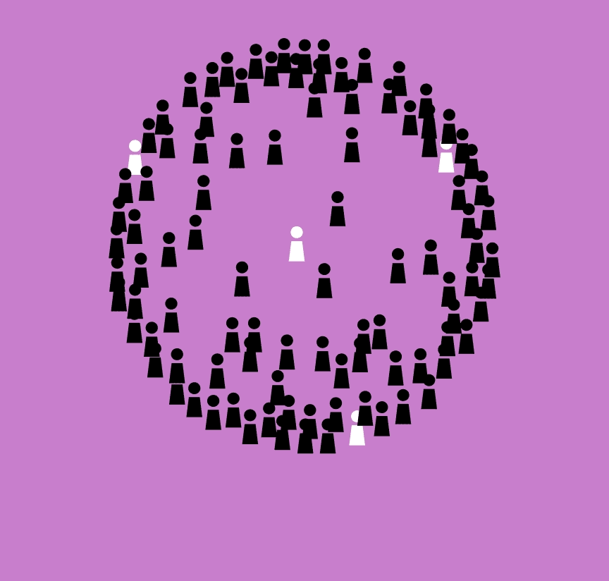 An illustration representing collective action using the Tika exclamation marks as symbolic people.